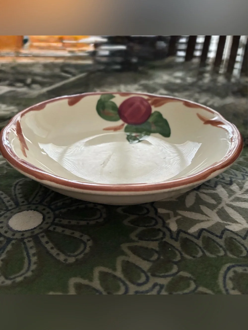 Franciscan Apple Bowls. Two 5”,one 6”. Dating 1963, 1979 & 2004. EC. Handpainted
